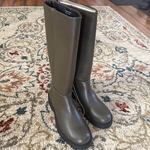 Stylish Knee-High Boots in Olive by American Eagle